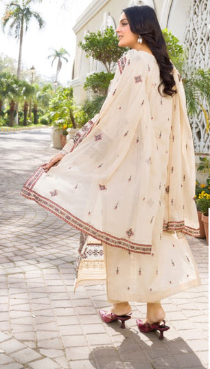 Embroidered Lawn with Heavy Embroidered Crinkle Dupatta - Manizay (Gull Nayab)