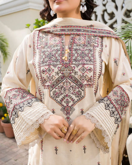 Embroidered Lawn with Heavy Embroidered Crinkle Dupatta - Manizay (Gull Nayab)