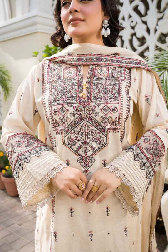 Embroidered Lawn with Heavy Embroidered Crinkle Dupatta - Manizay (Gull Nayab)