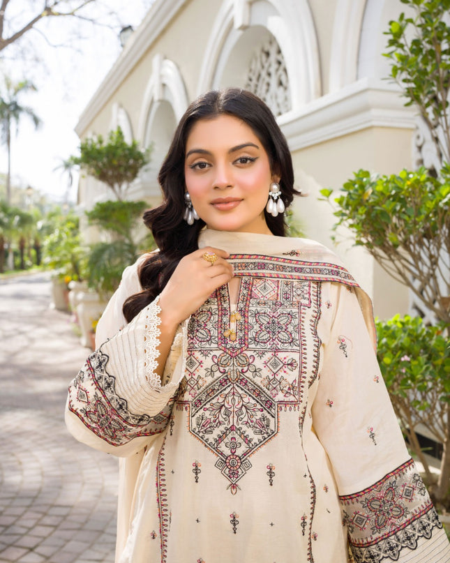 Embroidered Lawn with Heavy Embroidered Crinkle Dupatta - Manizay (Gull Nayab)