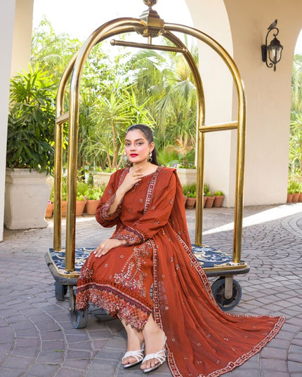 Embroidered Lawn with Heavy Embroidered Crinkle Dupatta - Manizay (Gull Nayab)