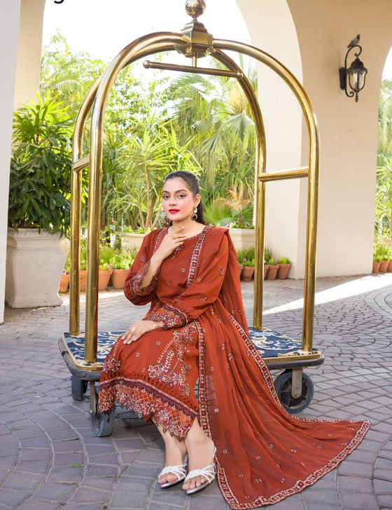 Embroidered Lawn with Heavy Embroidered Crinkle Dupatta - Manizay (Gull Nayab)