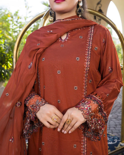 Embroidered Lawn with Heavy Embroidered Crinkle Dupatta - Manizay (Gull Nayab)
