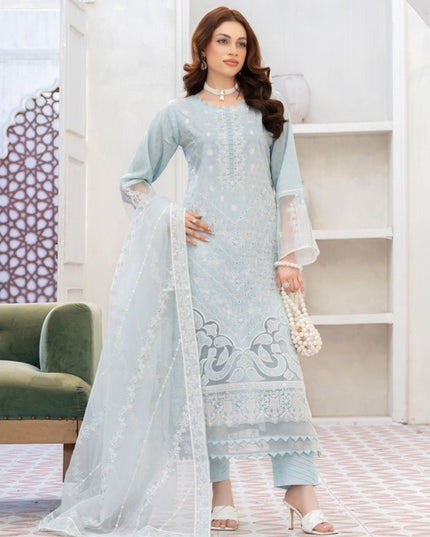 Embroidered Self Jaquard Lawn with Organza Dupatta - Mah e Rooh (Western Glory)