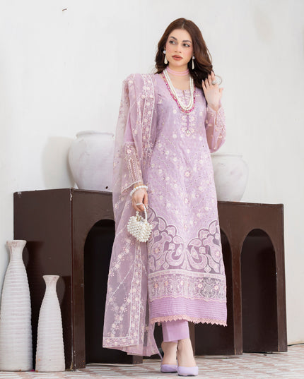 Embroidered Self Jaquard Lawn with Organza Dupatta - Mah e Rooh (Western Glory)