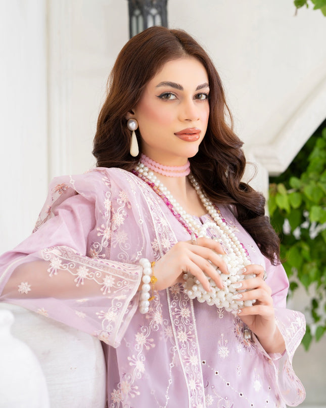 Embroidered Self Jaquard Lawn with Organza Dupatta - Mah e Rooh (Western Glory)