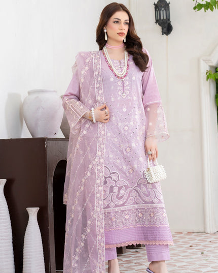 Embroidered Self Jaquard Lawn with Organza Dupatta - Mah e Rooh (Western Glory)
