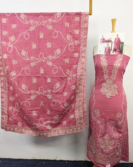 Heavy Embroidered Slub Doria Lawn + Voile Dupatta 3Pc Unstitched - Parveen Vol-1769