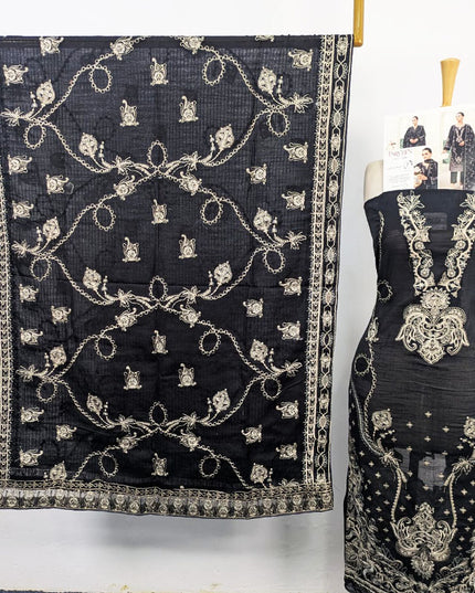 Heavy Embroidered Slub Doria Lawn + Voile Dupatta 3Pc Unstitched - Parveen Vol-1769