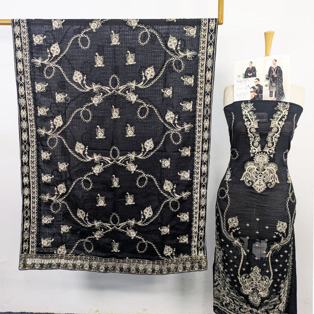 Heavy Embroidered Slub Doria Lawn + Voile Dupatta 3Pc Unstitched - Parveen Vol-1769