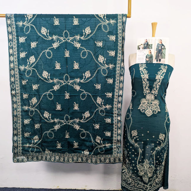 Heavy Embroidered Slub Doria Lawn + Voile Dupatta 3Pc Unstitched - Parveen Vol-1769
