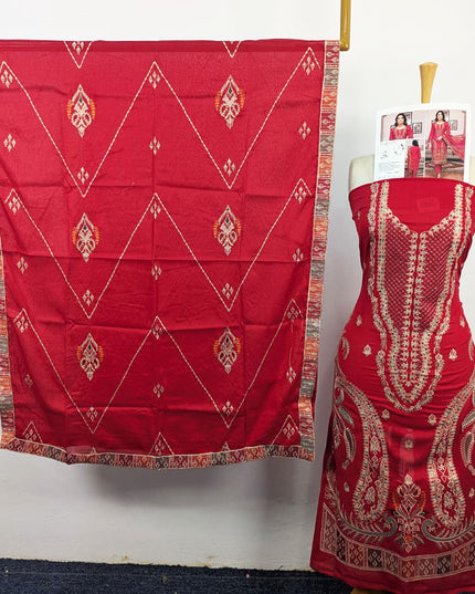 Fancy Heavy Embroidered Bana Dora Lawn + Voile Dupatta 3Pc Unstitched - Parveen Vol-1761
