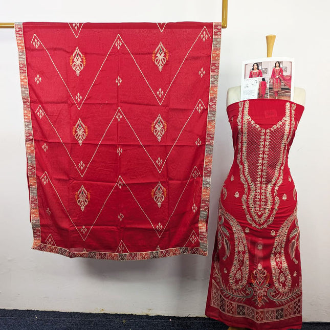 Fancy Heavy Embroidered Bana Dora Lawn + Voile Dupatta 3Pc Unstitched - Parveen Vol-1761
