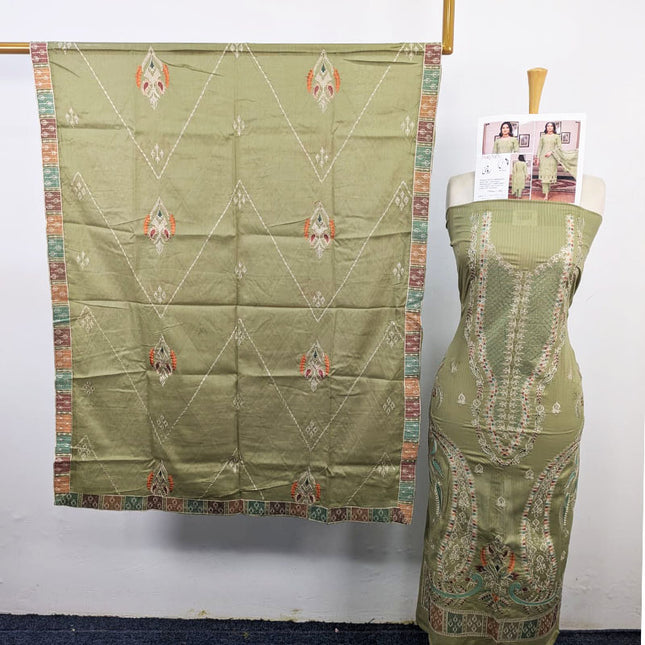 Fancy Heavy Embroidered Bana Dora Lawn + Voile Dupatta 3Pc Unstitched - Parveen Vol-1761
