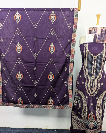 Fancy Heavy Embroidered Bana Dora Lawn + Voile Dupatta 3Pc Unstitched - Parveen Vol-1761