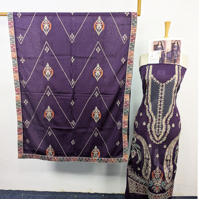 Fancy Heavy Embroidered Bana Dora Lawn + Voile Dupatta 3Pc Unstitched - Parveen Vol-1761