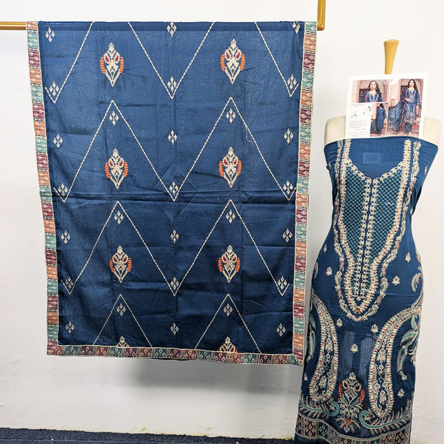 Fancy Heavy Embroidered Bana Dora Lawn + Voile Dupatta 3Pc Unstitched - Parveen Vol-1761