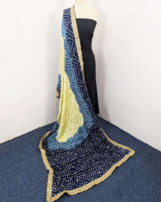 Gajji Silk with Premium Handmade Chunnri + Mukesh Work Dupatta