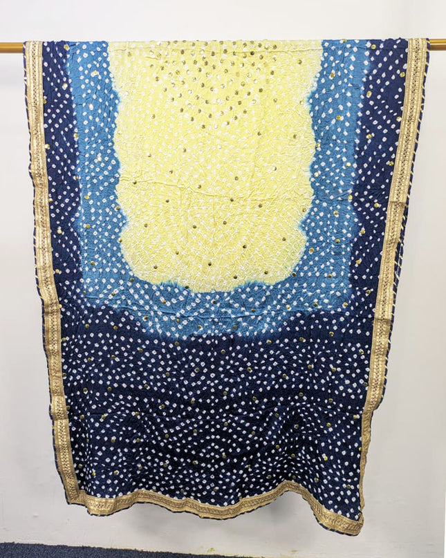 Gajji Silk with Premium Handmade Chunnri + Mukesh Work Dupatta