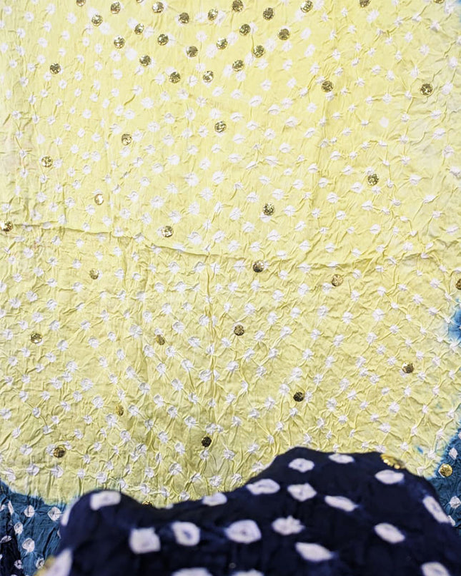 Gajji Silk with Premium Handmade Chunnri + Mukesh Work Dupatta