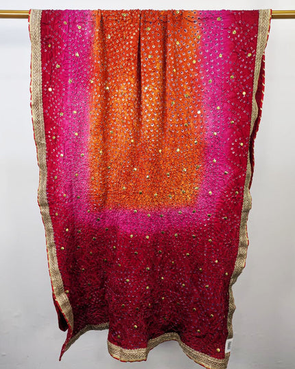 Exquiste Handmade Chunnri + Mukesh Work Gajji Silk Dupatta (Ready To Wear)