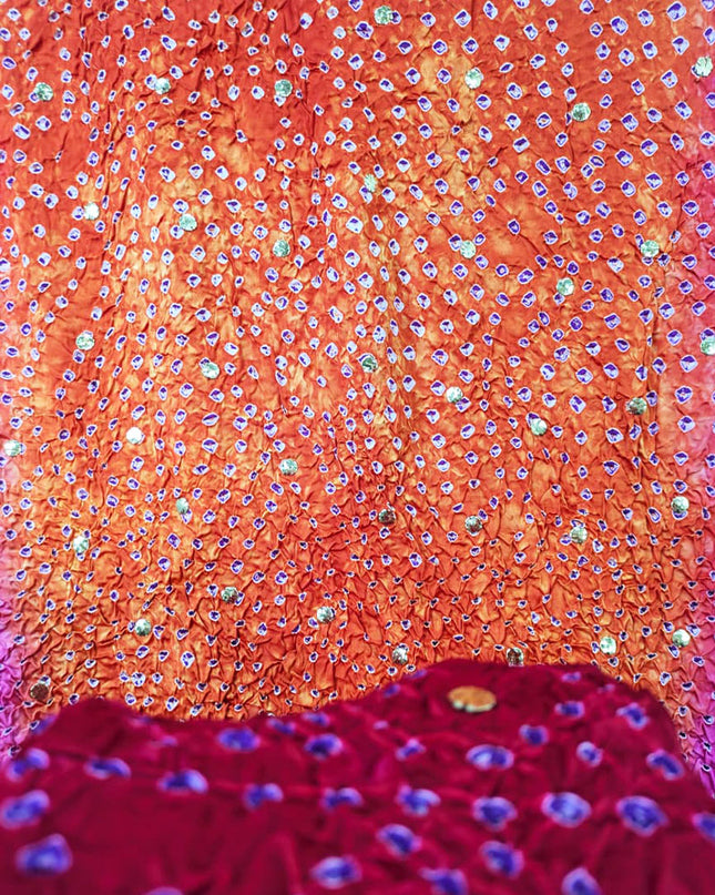 Exquiste Handmade Chunnri + Mukesh Work Gajji Silk Dupatta (Ready To Wear)
