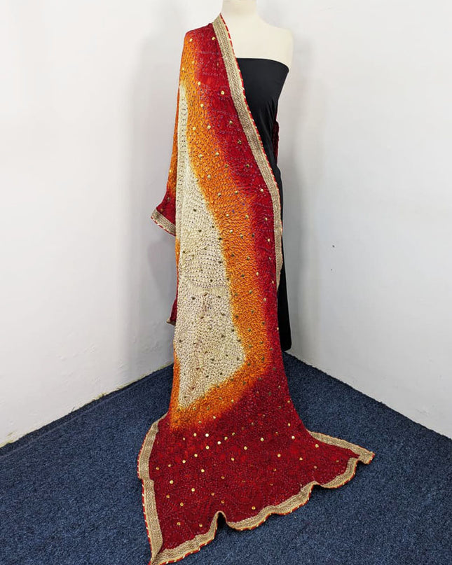 Fancy Gajji Silk with Handmade Chunnri + Mukesh Work Dupatta