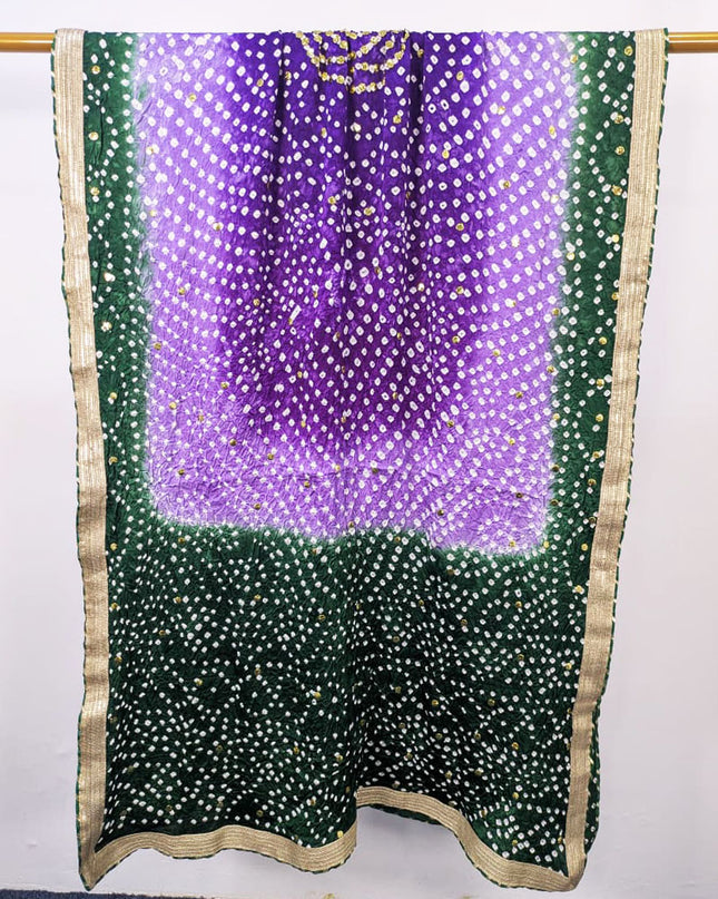 Handmade Premium Chunnri + Mukesh Work Gajji Silk Dupatta (Ready To Wear)