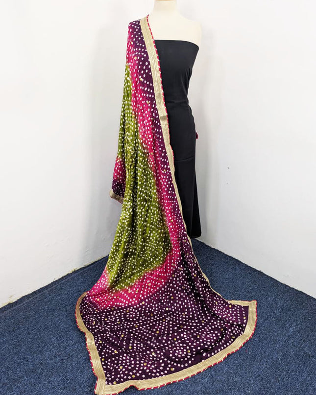 Gajji Silk with Premium Handmade Chunnri + Mukesh Work Dupatta
