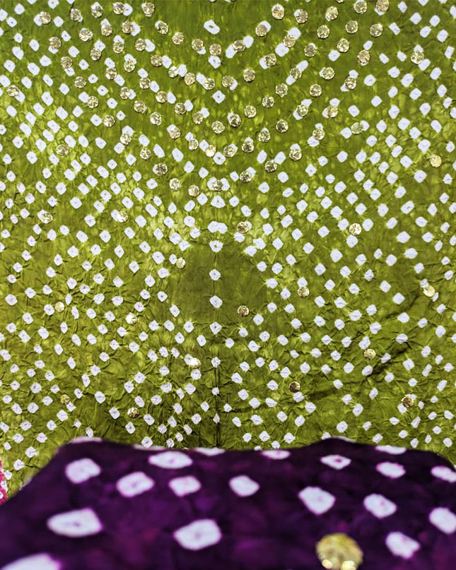 Gajji Silk with Premium Handmade Chunnri + Mukesh Work Dupatta