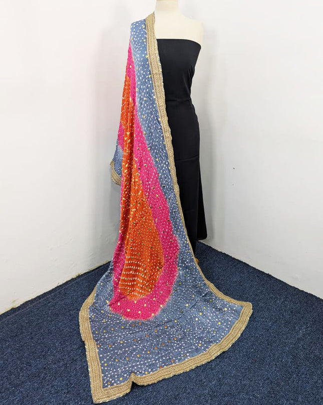 Exquiste Handmade Chunnri + Mukesh Work Gajji Silk Dupatta (Ready To Wear)