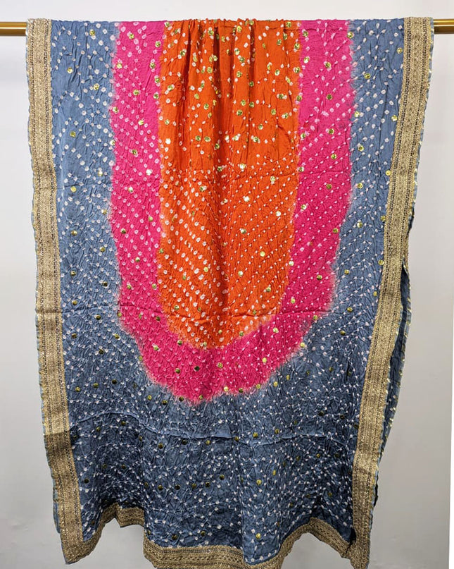Exquiste Handmade Chunnri + Mukesh Work Gajji Silk Dupatta (Ready To Wear)
