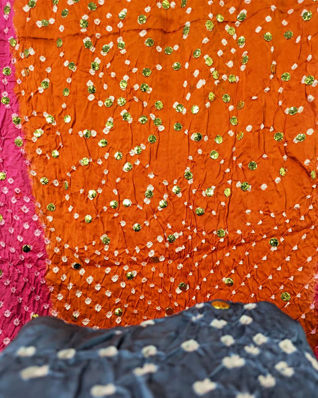 Exquiste Handmade Chunnri + Mukesh Work Gajji Silk Dupatta (Ready To Wear)