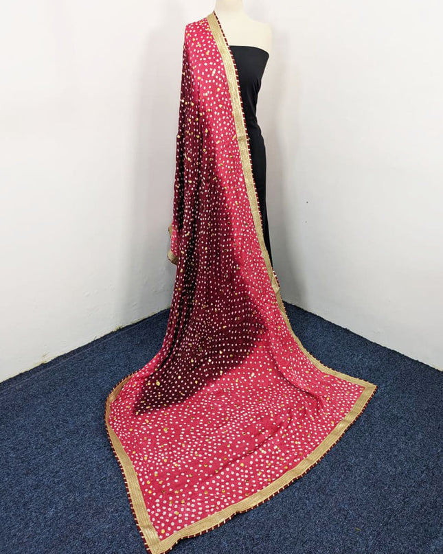 Fancy Gajji Silk with Handmade Chunnri + Mukesh Work Dupatta
