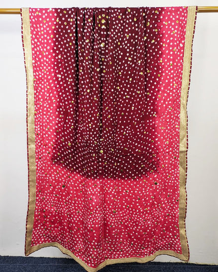 Fancy Gajji Silk with Handmade Chunnri + Mukesh Work Dupatta
