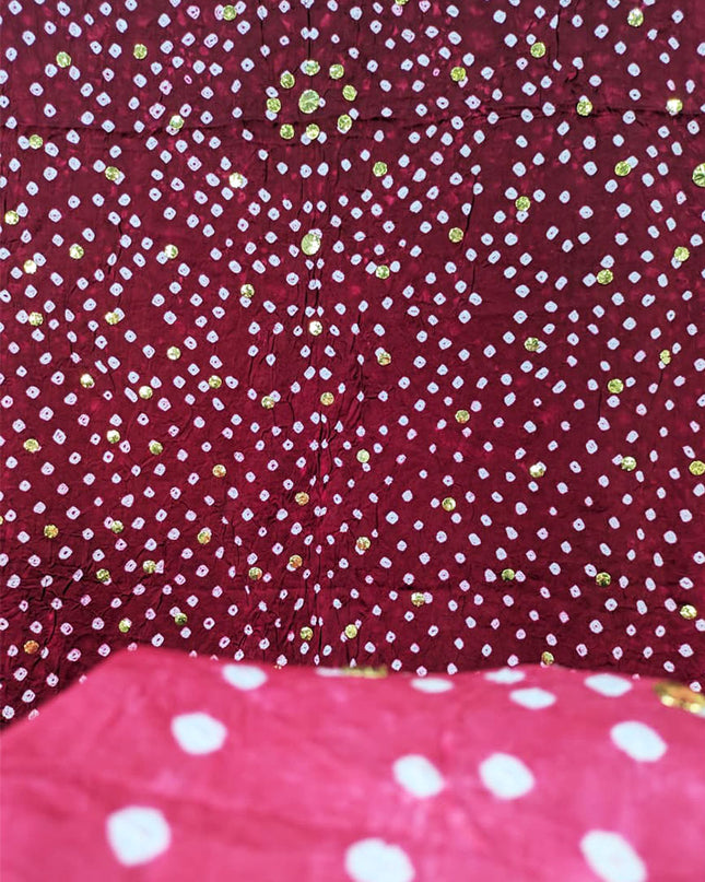 Fancy Gajji Silk with Handmade Chunnri + Mukesh Work Dupatta