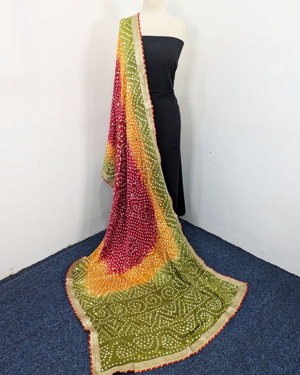 Handmade Premium Chunnri + Mukesh Work Gajji Silk Dupatta (Ready To Wear)