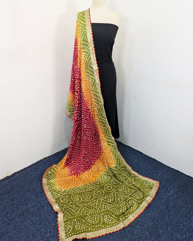 Handmade Premium Chunnri + Mukesh Work Gajji Silk Dupatta (Ready To Wear)