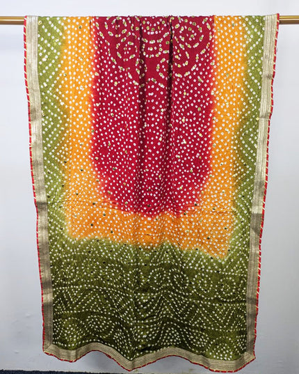 Handmade Premium Chunnri + Mukesh Work Gajji Silk Dupatta (Ready To Wear)