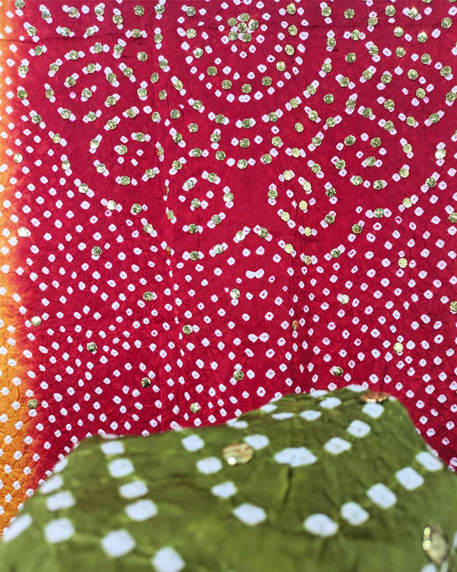 Handmade Premium Chunnri + Mukesh Work Gajji Silk Dupatta (Ready To Wear)