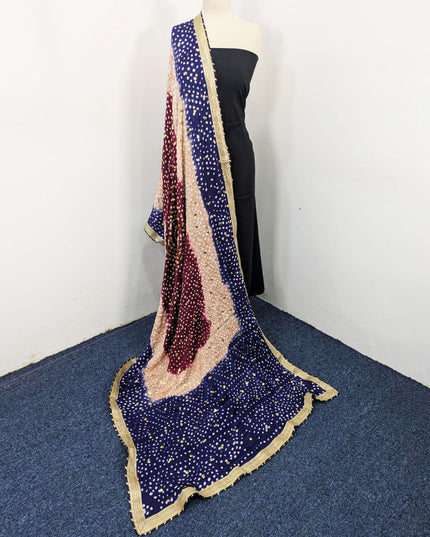 Gajji Silk with Premium Handmade Chunnri + Mukesh Work Dupatta