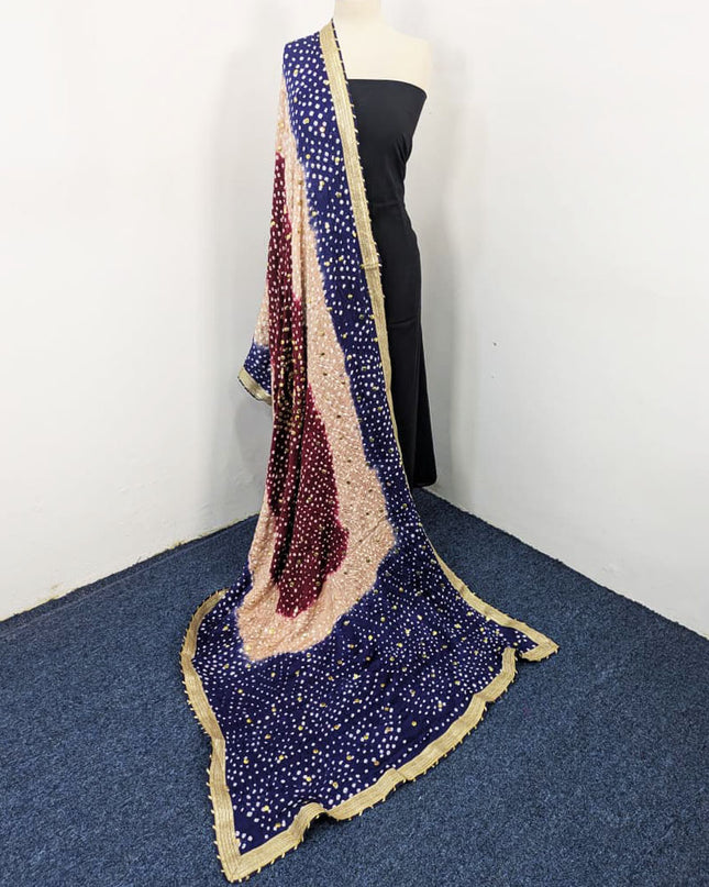 Gajji Silk with Premium Handmade Chunnri + Mukesh Work Dupatta
