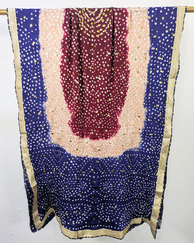 Gajji Silk with Premium Handmade Chunnri + Mukesh Work Dupatta