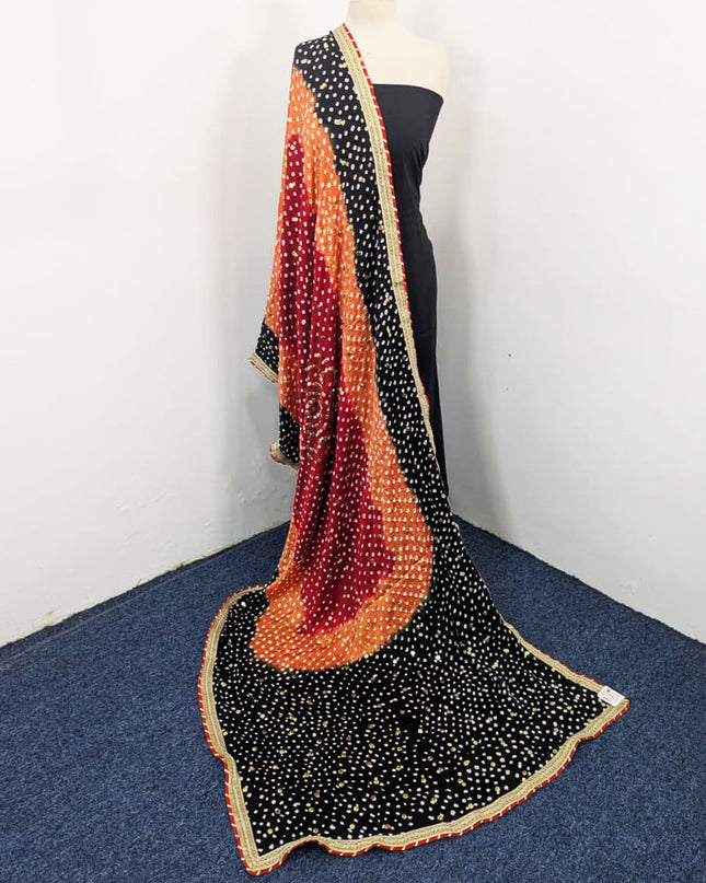 Exquiste Handmade Chunnri + Mukesh Work Gajji Silk Dupatta (Ready To Wear)