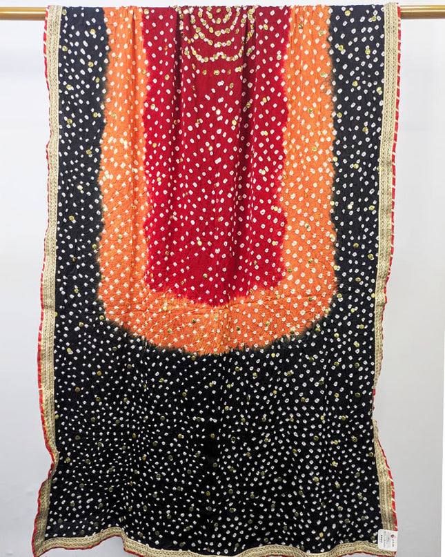 Exquiste Handmade Chunnri + Mukesh Work Gajji Silk Dupatta (Ready To Wear)