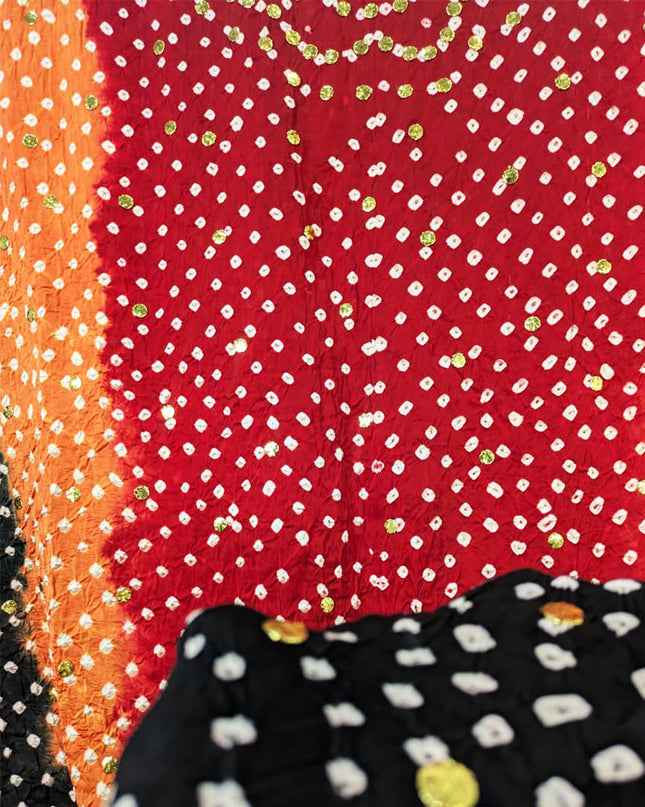 Exquiste Handmade Chunnri + Mukesh Work Gajji Silk Dupatta (Ready To Wear)