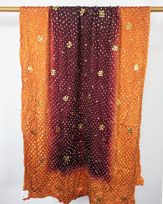 Fancy Shamooz Silk with Premium Handmade Chunnri + Mukesh Work Dupatta
