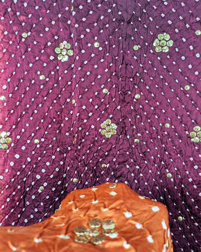 Fancy Shamooz Silk with Premium Handmade Chunnri + Mukesh Work Dupatta