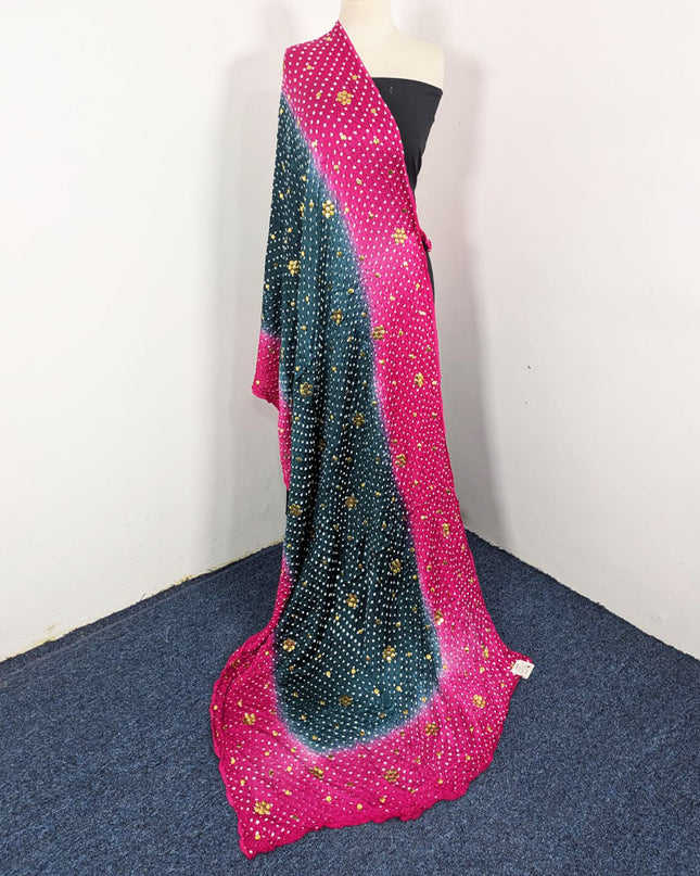 Shamooz Silk with Handmade Chunnri + Mukesh Work Dupatta (Ready To Wear)