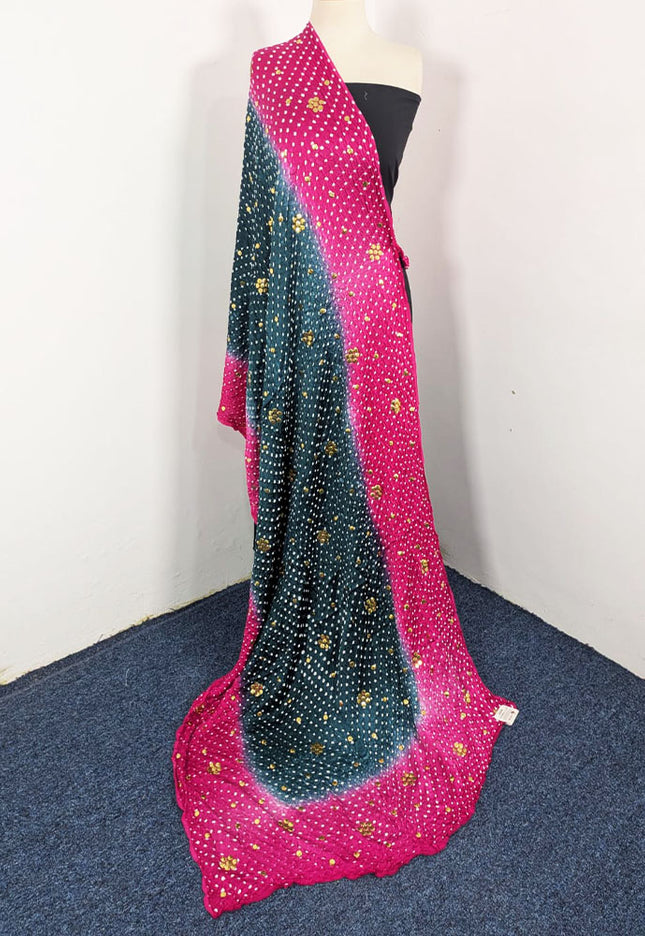 Shamooz Silk with Handmade Chunnri + Mukesh Work Dupatta (Ready To Wear)